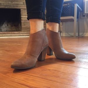 Taupe leather booties
